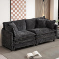 SoarFlash 77.95" Chenille Sectional Sofa, Comfy Modular Loveseat Sofa, Modern 2-Seat Couch Deep Seat Sofa Set for Living Room,Black