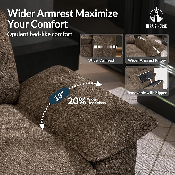 HERA'S HOUSE 3 Pieces Modular Sectional Sofa Sets, Oversized Couch Set with Loveseats and Armchair, Comfy Cloud Couches with Throw Pillows, 6-Seater Deep Seat Sofa for Living Room, Chenille Taupe