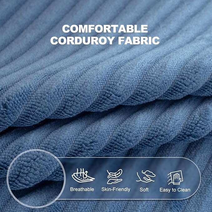 Giant Bean Bag Chair with Armrests - Oversized Cozy Seating for Adults, Corduroy Fabric & High-Resilience Foam Filling, Ideal Lounge for Living Room, Bedroom & Gaming Room (Royal Blue)