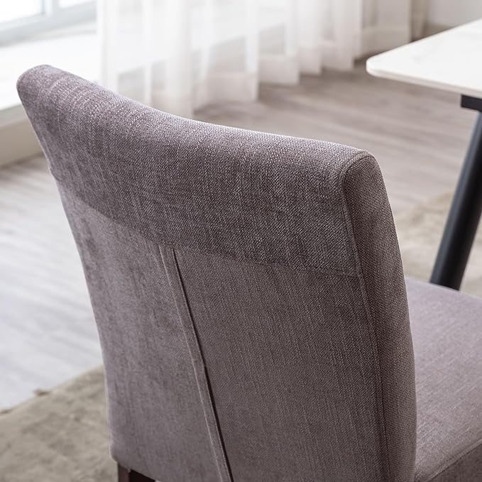 Watson & Whitely Upholstered Dining Chairs Set of 4, Fabric Armless Dining Room Chairs with Solid Wood Legs & Back Side Chair for Kitchen, Living Room, Restaurant, Dark Grey