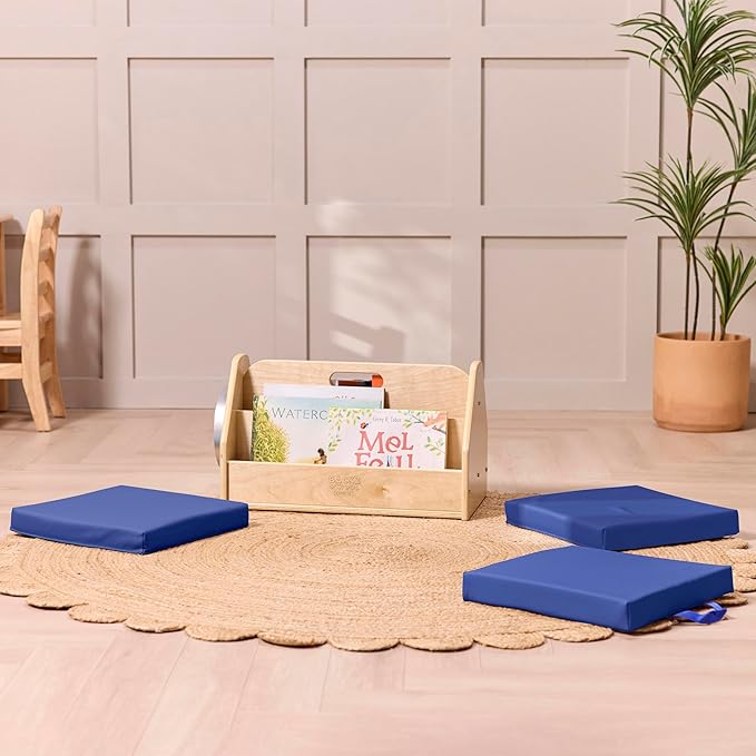 Square Floor Cushions with Handles, Flexible Seating, Blue, 6-Piece