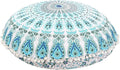 Shubhlaxmifashion Large 32" Round Pillow Cover, Decorative Mandala Pillow Sham, Indian Bohemian Ottoman Poufs, Pom Pom Pillow Cases, Outdoor Cushion Cover,