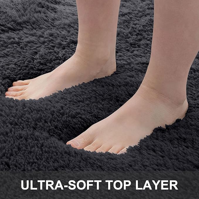 OLANLY 10x14 Machine Washable Large Area Rugs for Living Room, Bedroom, Soft Fluffy Shaggy Bedside Rug, Indoor Floor Carpet for Kids Girls and Boys, Dorms, Nursery, Home Decor Aesthetic, Black
