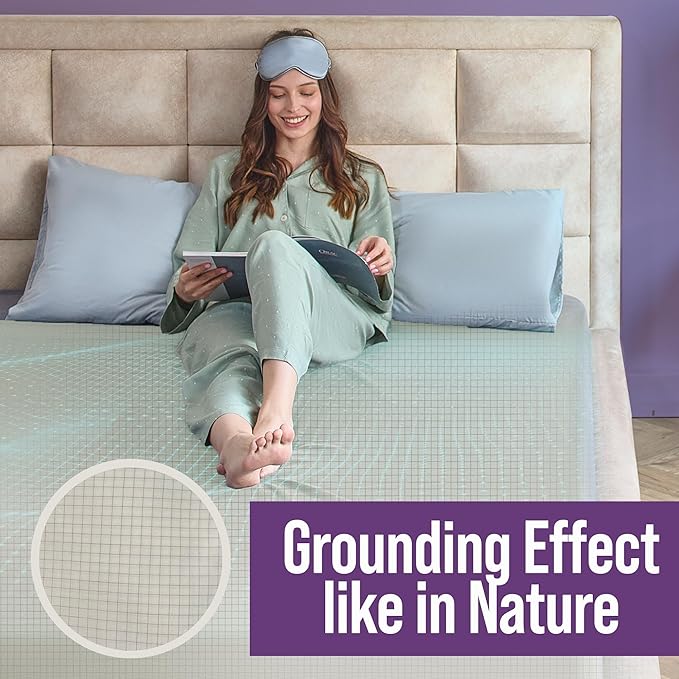 Earth Grounding Sheets Twin XL Size with 12% Silver Fiber & 4% Silk & 84% Cotton - Beige - SGS Quality Certified Grounded Well Bed Sheet - Conductive Fitted Sheet for Better Sleep
