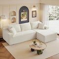 105" Sectional Couches for Living Room Cloud Couch Sofa with L-Shape Upholstered Boneless Couchs Modern Modular Sectional Couch with Chaise (White, 105" W+Right Facing Chaise+2Seaters)