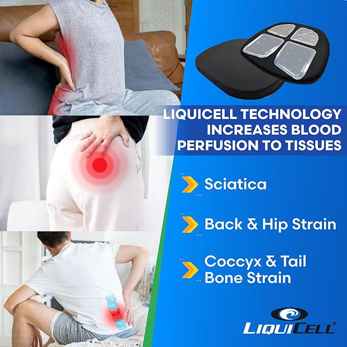 ERGO21 Original Seat Cushion with LiquiCell Technology – Tailbone, Sciatica, Hip & Lower Back Pain Relief – Car Seat Cushion, Office Chair, Truck, Travel, Home – 18"x17"x2"