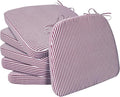 AAAAAcessories D-Shaped Chair Cushions, 2" Thick Dining Chair Pads with Ties and Removable, Machine-Washable Cover, 17" x 16", Set of 6, Pinstripe Red