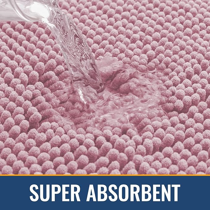 Arotive Bathroom Rugs 30x20, Extra Soft Absorbent Shaggy Chenille Bath Rugs, Machine Washable Rubber Backing Non-Slip Bath Mats for Bathroom Floor Tub and Shower, Home Decor Accessories, Dusty Rose