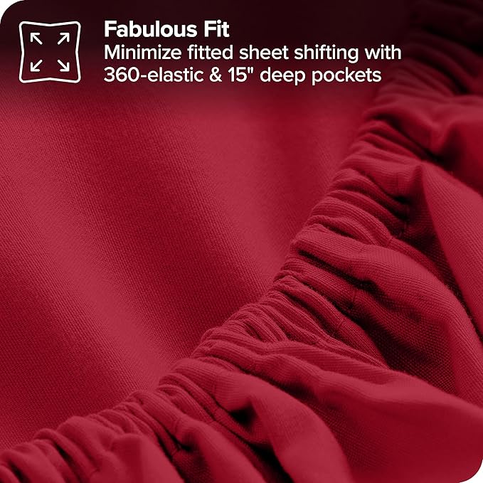 Bare Home Bed-in-A-Bag 7 Piece Comforter & Sheet Set - King - Goose Down Alternative - Ultra-Soft 1800 Premium - Bed Set (King, Red/Red)