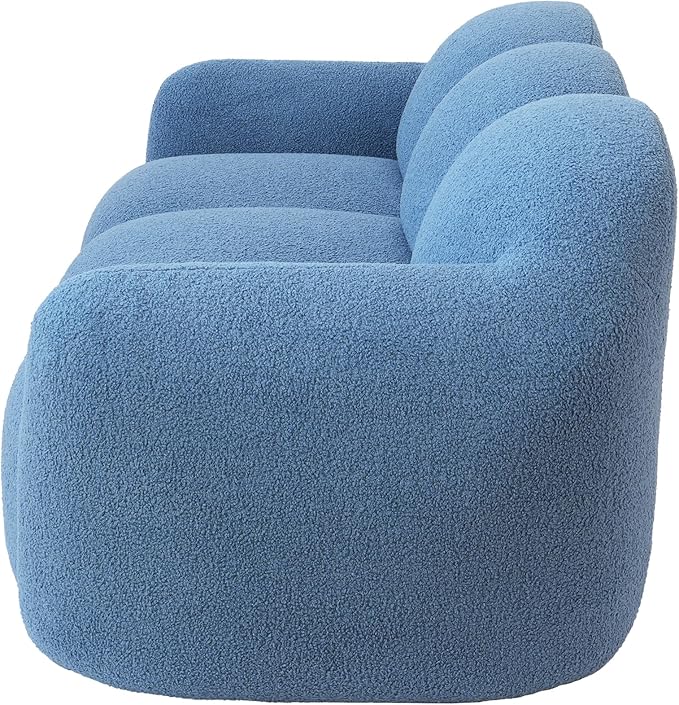 JACH 3-Seater Minimalist Sofa for Apartment, Modern Comfy Upholstered Floor Sofas, Boneless Leisure Couches, Small Cloud Couch for Living Room Bedroom, Small Space (Blue, No Assembly Required)