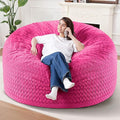 6FT Bean Bag Chair,Giant Bean Bag Chairs for Adults,Big Bean Bags with Memory Foam Filled, Large Beanbag Chairs with Chevron Plush Cover-Pink
