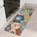 Floral Long Kitchen Runner Rug for Floor, Boho Cushioned Anti-Fatigue, Non-Slip Standing Desk, Waterproof Comfort Mat for Sink, Office, Laundry, 17.3x59 Inch