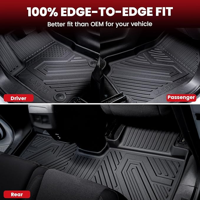 LASFIT Floor Mats for Ford Expedition Standard(Not for Max Models) 2021 2022 2023 2024 8 Seats(Not Fit 7 Seats), All Weather TPE Custom Fit for SUV Car Liners, 1st& 2nd& 3rd& Cargo Liner, Black 5pcs
