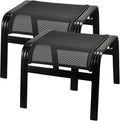 Deguifei Patio Footstools Outdoor Foot Rest Aluminum Patio Ottomans Portable Seat Wicker Furniture Stackable Ottoman 2 Pieces Black