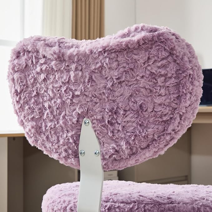 Tomofcessn Cross Legged Chair with Footrest, Plus Size Criss Cross ADHD Office Chair, Memory Foam Cushion, Armless Swivel Desk Chair with Wheels, Active Sitting for Home Office,Artificial Rabbit Fur