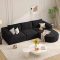 Modular Sectional Sofa with L-Shape Chaise,Cloud Sectional Modern Sleeper Couch with Deep Seat,Sponge Compression Sofas No Assembly Required(Black-Corduroy Fabric) 1PCS