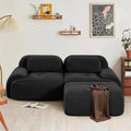 SoarFlash 81” Sectional Cloud Boneless Sofa Couches for Living Room-2 Seater L-Shaped Modern Lounge Couch-No Assembly Modular Corduroy Convertible Sponge Sleeper Sofas with Chaise for Home House,Black