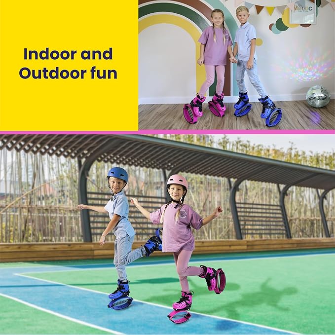 New Bounce Jumping Shoes for Kids - Premium Moon Boots - Durable Kangaroo Jumpers - Strong, Safe and Adjustable Fit, Perfect for Exercise and Fun - New & Improved Edition (Small,Pink)
