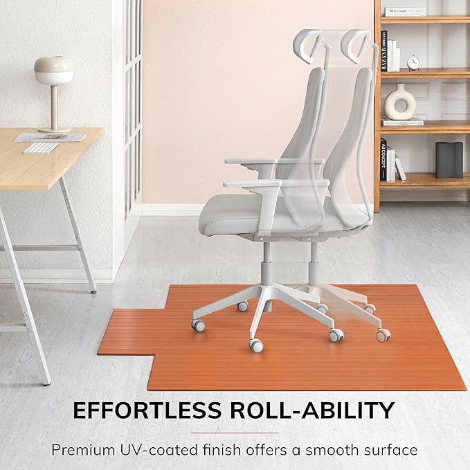 Anji Mountain Office Chairmat Thickest & Sturdy Bamboo Chairmats Highly Premium Quality Anti-Slip Heavy Duty for Multi-Purpose Hardwood Floor Office & Home Floor Protector Office Chair mat-5mm Thick