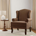 DREAMSIDEA Accent Chair, High Back Upholstered Armchair with High Resilience Sponge & Wood Legs, Mid-Century Modern Comfy Single Sofa Reading Chairs for Living Room, Bedroom - Brown, Set of 1