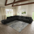 Cloud Modular Sectional Sofa,157" Oversized 7 Seater Sofa,V Shaped Couch with Storage Ottoman,Plush Sofas for Living Room,Comfy Couch with Chaise,Covers Washable&Replaceable (Black)