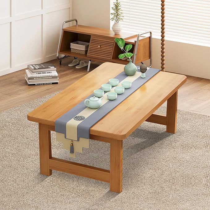 robwibw Japanese Floor Sitting Table, Folding Wood Tea Table Chabudai Japanese Coffee Table Low Table for Living Room Home Tatami Office (B 31.5 * 15.7 * 11.8 INCH)