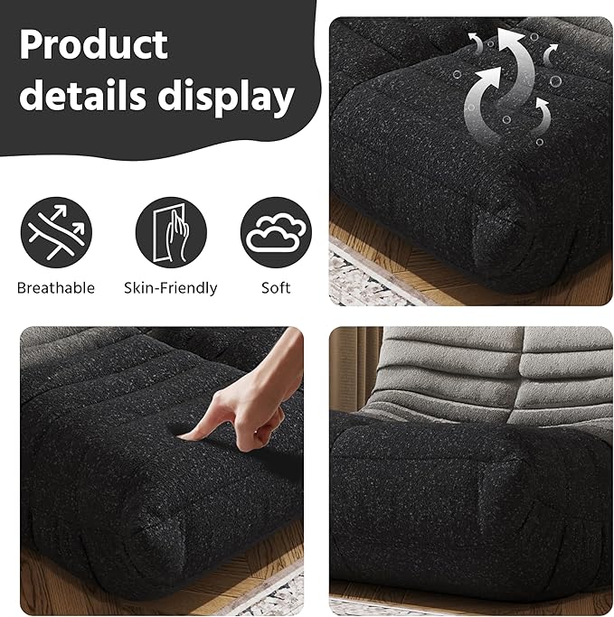 Bean Bag Chair, Fireside Chair, Large Bean Bag Chair for Adults, Bean Bag Chairs for Teens with High-Resilience Foam, Non-Slip Base Floor Lounge Sofa,Living Room (Gradient White-Black, Single)