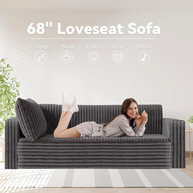 HABUTWAY Folding Sofa Bed, 2 in 1 Convertible Sleeper Chair with 2 Pillows, Portable Fold Out Chair Bed with Armrest, Comfy Floor Couch, Lazy Sofa for Living Room Bedroom Dorm Home Office