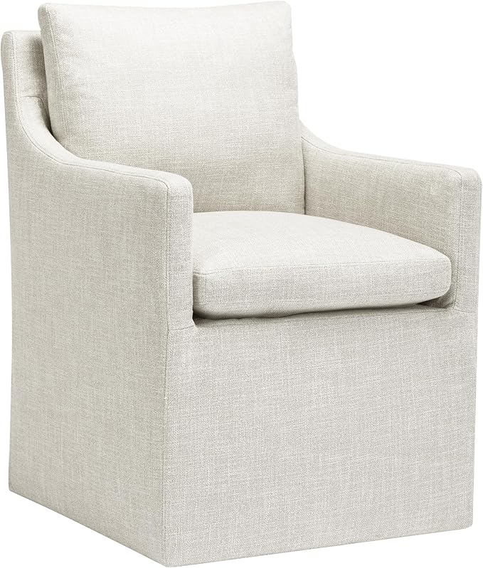 DUHOME Upholstered Dining Chair,Linen Accent Chair for Living Room,Single Sofa with 4 Casters,Upholstered Armchair for Bedroom Reading Waiting Kitchen Dining Room