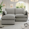 Lopzeho Cloud Modular Sectional Sofa, Waterproof Down Filled Sectional Sofa, High Backrest Loveseat Couch with Ottoman, Modern Modular Couch with Removable Cover, Light Gray