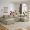 96" Sectional Couches for Living Room Cloud Couch Sofa with L-Shape Upholstered Boneless Couchs Modern Modular Sectional Couch with Chaise (Camel, 133" W+U Facing Chaise)