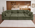 Oversized Modular Sofa, Extra Deep Cloud Corduroy Sectional Couch with Ottoman Chaise, Fluffy Chenille L-Shaped Sofas for Living Room, Villa (Sofa Bed 8 Seater, Chenille Green)
