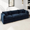 Aoowow Modular Sectional Sofa,112.2 Inch Deep 3-Seater Sofas Comfy Chenille Cloud Sofas and Couches with Pillows for Living Room Apartment（Blue）