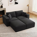 79" Modular Sectional Sofa, Cloud Couch Loveseat Memory Foam Boneless Couch with Ottoman, Cozy 2 Seater Corduroy Floor Couch, No Assembly Required Living Room Furniture for Apartment, Black