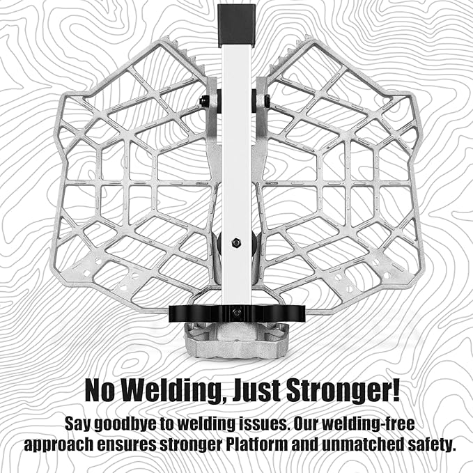 LUCKY CLOVER Tree Saddle Platform: Reliable Saddle Hunting Platform with Non-Slip Ridge Grips, Lightweight Cast Aluminum Construction, Fully Adjustable Silent Saddle Platform, 16.1"x12.2" Platform