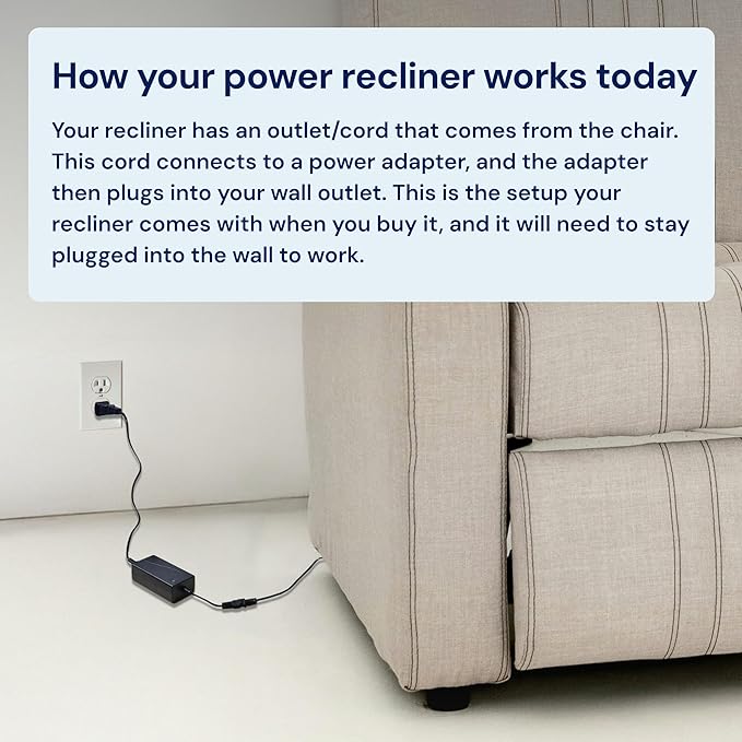 The Blue Cactus Max Power 5000mAh Kit - Battery, Power Transformer, Cords - 2-Pin Connector - Wireless with LED & Low Charge Alert - Couch Battery Pack for Reclining Chairs, Sofas & Loveseats