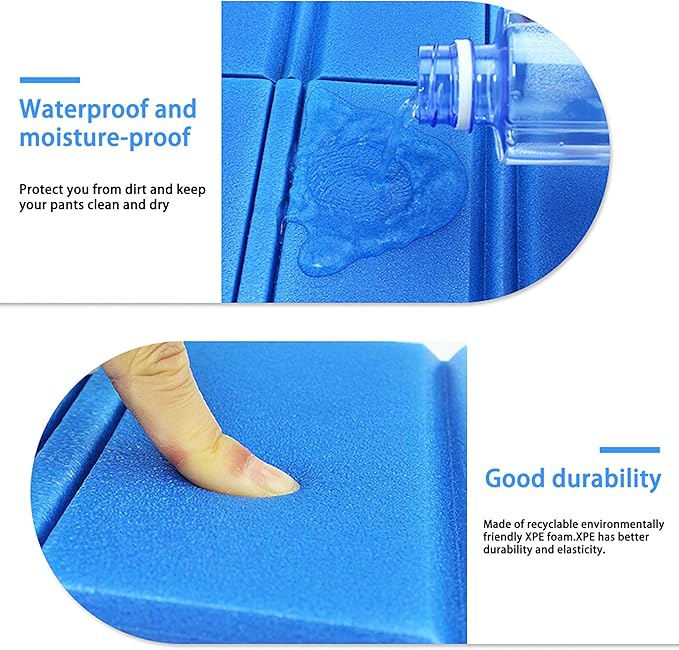 inheming 2PCS Camping Cushion Seat, Foldable Ultralight Foam Sitting Pads, Save Your Backpack Space and Reduce Weight