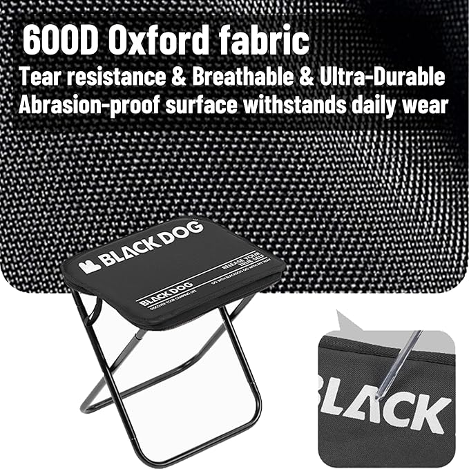 Blackdog 11in Ultralight Camping Folding Stool - 0.7lb Compact Camping Chair, 265lb Capacity Aluminum Alloy X-Frame for Hiking, Fishing BBQ Portable Small Stool for Adults (Pro - Khaki)