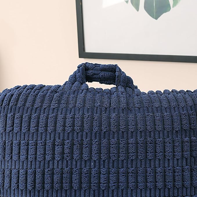 PAJEO Reading Pillow for Sitting in Bed, Large Backrest Reading Pillow with Arm Rest,Back-Rest Support Cushion for Sit Up on Couch, Sofa, and Floor, Dorm Essentials (Dark Blue Corduroy, Large(19"))