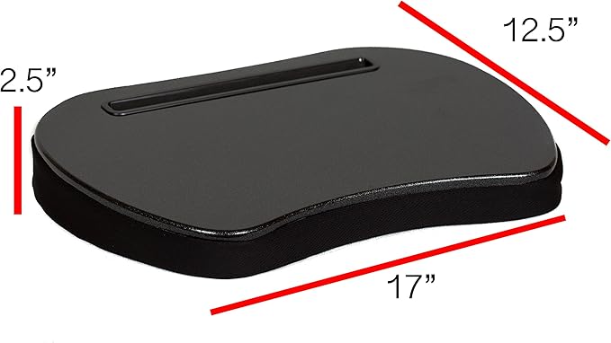 Sofia+Sam Mini Lap Desk with Memory Foam Cushion | Tablet Slot and Handle | Fits Laptops Up to 15" | Tablets Up to 9.6" | Black | Portable Travel Desk | Reading Writing and Coloring