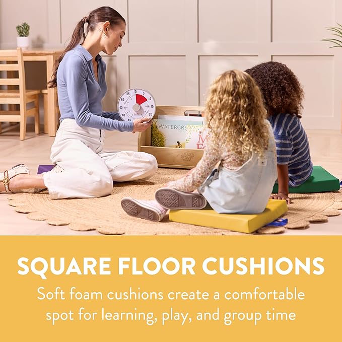 Square Floor Cushions with Handles, Flexible Seating, Assorted, 6-Piece