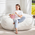 Hobestluk 3FT Bean Bag Chairs Adult Bean Bag with Portable Handle Comfy Large Bean Bag Chair with Removable Cover for Living Room Bedroom or Reading Nook (Stripe White, 3FT)