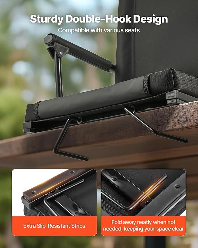 VEVOR Stadium Seat, Portable Bleacher Seat with Armrest, Back Support and Thick Cushion, Bench Chair for Bleacher Includes Shoulder Strap, Hooks, Cup Holder, Black Football Bleachers Seats, 1PCS