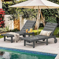 Homenjoy Outdoor Chaise Lounge Chairs with Table, 3-Piece, 26.8” Super Wide Lounge Chair Outdoor, HDPS Pool Chairs with 5 Positions, Patio Lounge Chair with Wheels for Pool,Lawn,Backyard, Dark Gray