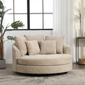 Chifee & Vingol 59.8" W Oversized Accent Barrel Chair Large Round Chair with Wheels,Wheat