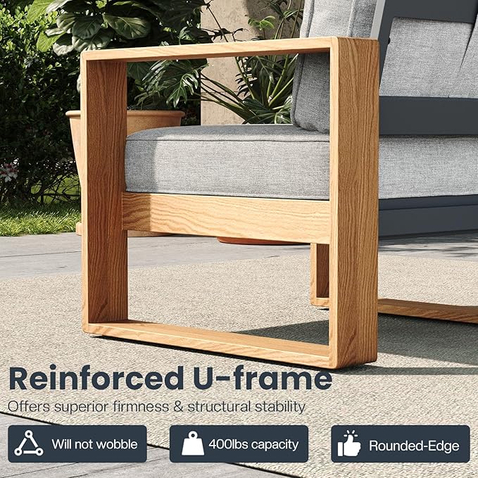 4 Pieces Aluminum Patio Furniture Set, Outdoor Conversation Sets with High Backrest Sofa and Coffee Table for Garden and Backyard