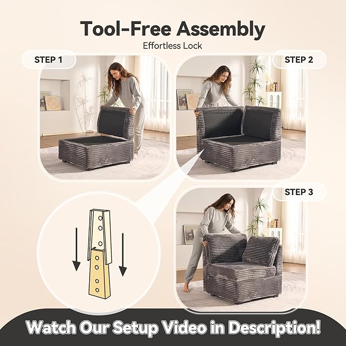 CAODOC Large 8 Seat Modular Sectional Sofa with Ottoman Seat Corduroy Sleeper Sectional Sofa Bed Oversized Convertible Modular Couch for Living Room