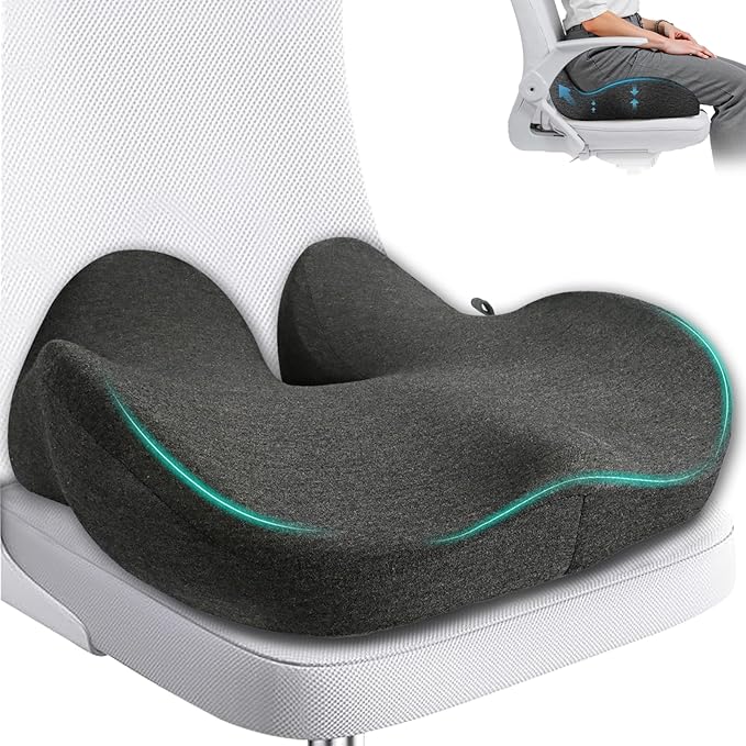 Memory Foam Seat Cushion,High Support Ergonomic Office Chair Cushion Thickened with Strap for Hip, Sciatica,Hemorrhoids,and Tailbone Pain Relief,Seat Cushion for Car,Home,Office