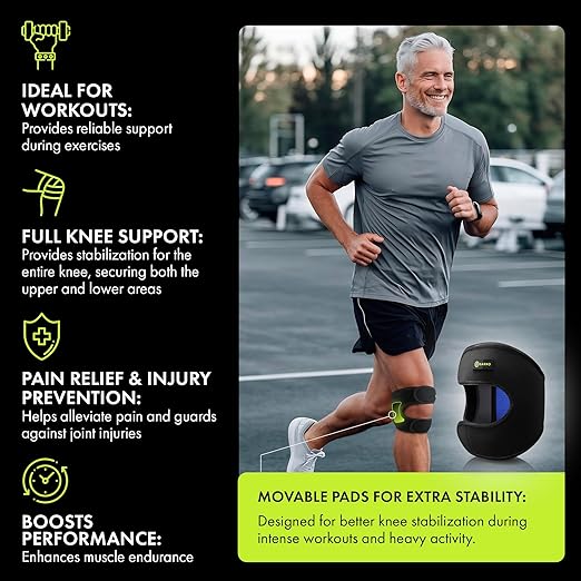 GARNO Knee Brace for Pain Relief by Meniscus Tear, MCL, Arthritis, ACL, Osgood Schlatter, Compression Patellar Tendon Support Strap for Working Out, Running, Weightlifting; Men, Women; (Large Size)