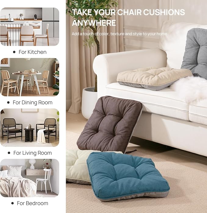 Love's cabin Memory Foam Chair Cushions Set of 4, Outdoor/Indoor Chair Pads for Dining Chairs 4 Pack, Seat Cushions for Kitchen, Dining Room, Office, Patio Chairs, 19"x19"x3.5" Navy